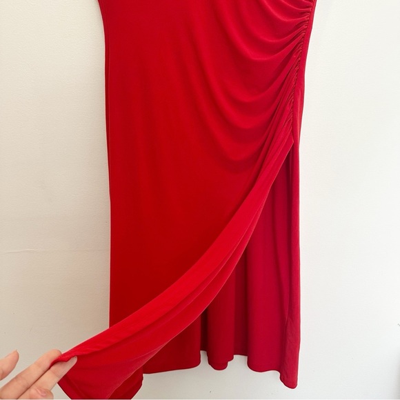 Lauren Ralph Lauren Adara Dress Red Size 6 Wrap Crepe Flowy V Neck Short Formal - Picture 7 of 10